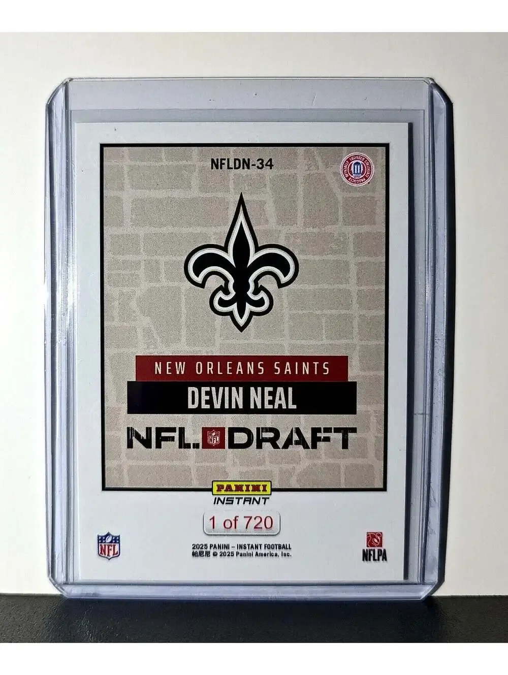 Devin Neal Rookie 2025 NFL Draft #34 Football Card New Orleans Saints 1 of 720
